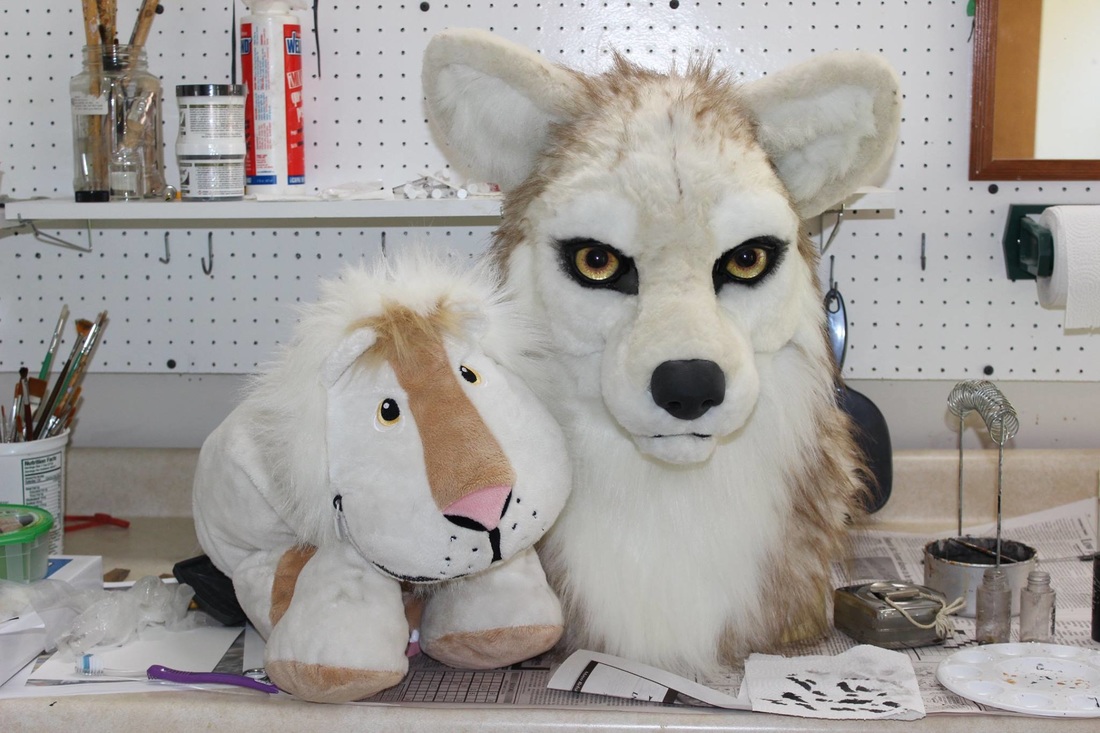 fursuit wolf head before airbrushing