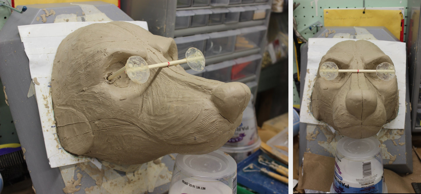 adding reference points for eyes on a wolf head fursuit base