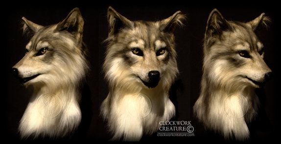 clockwork creature fursuit mask head wolf