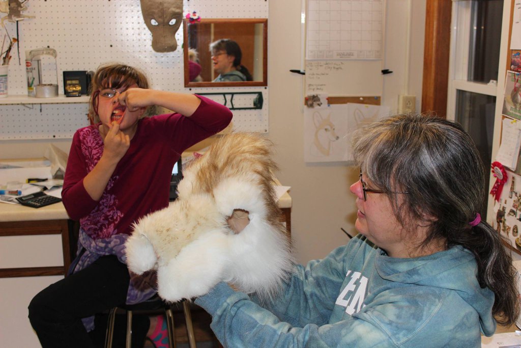 sewing together fur for fursuit wolf head