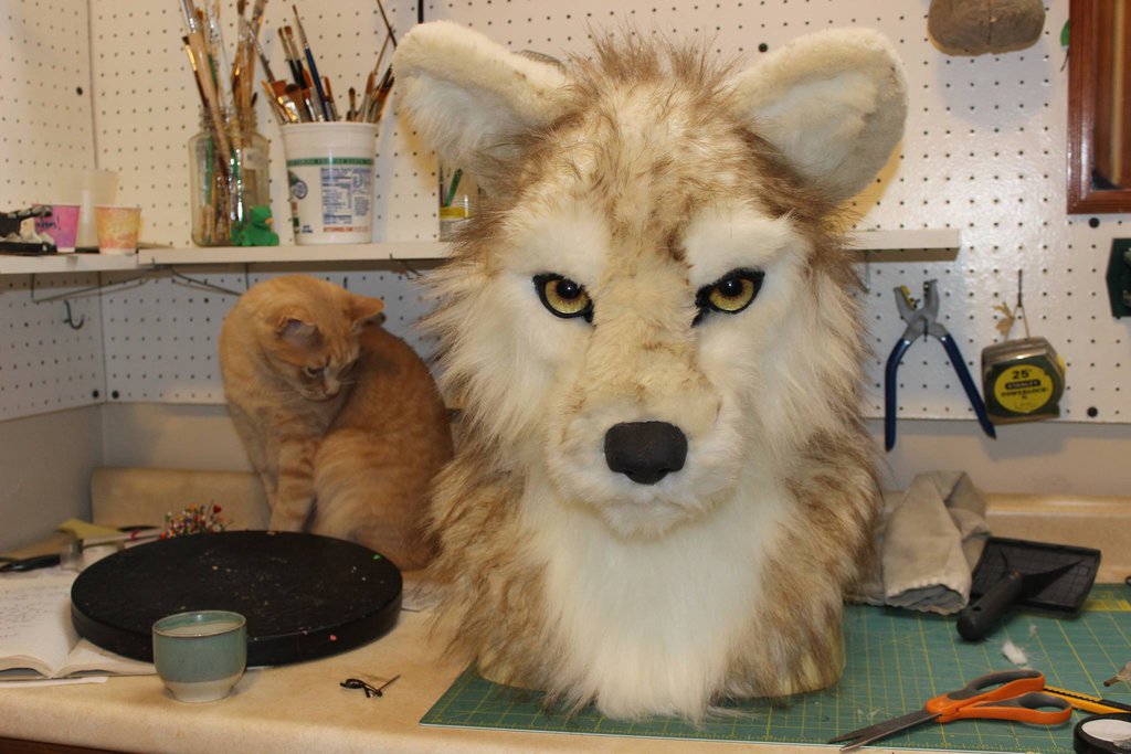 fur glued down to resin base
