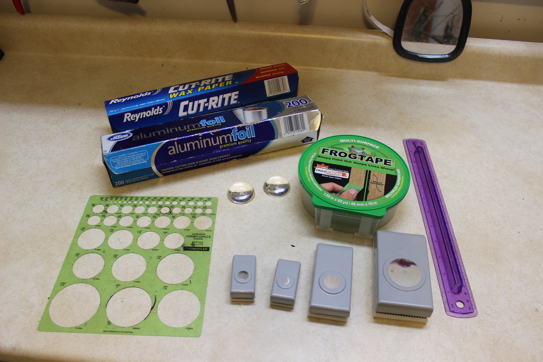 Tools and materials for making a pupil stencil for a resin eye blank
