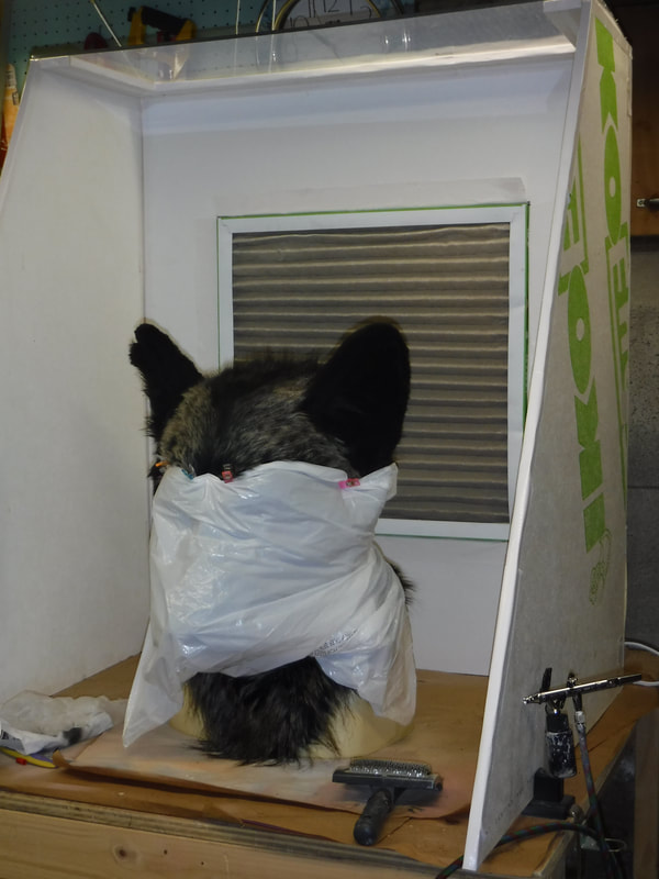 diy spray booth for airbrushing a fursuit head