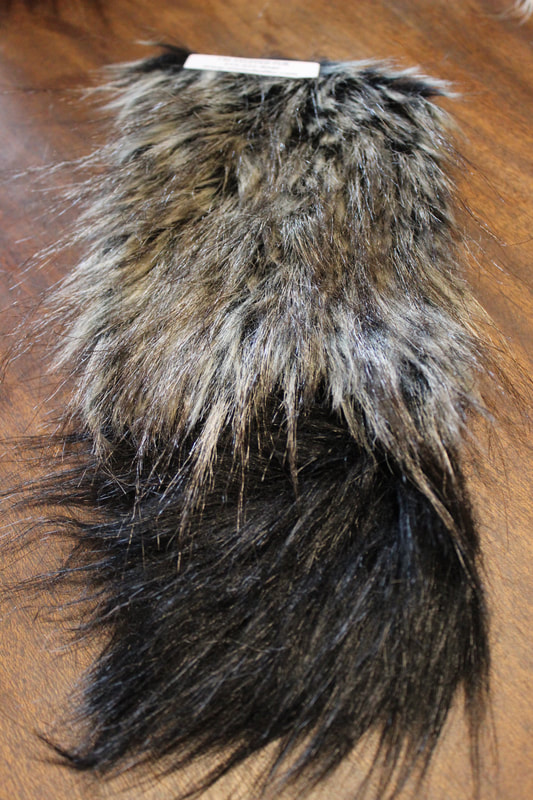 black and brown mixed faux fur samples for wolf fursuit