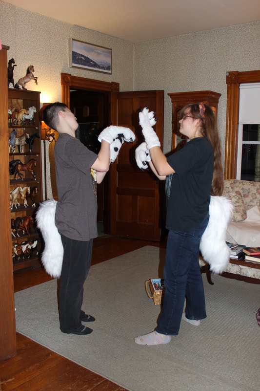  white fursuit handpaws and wolf tails