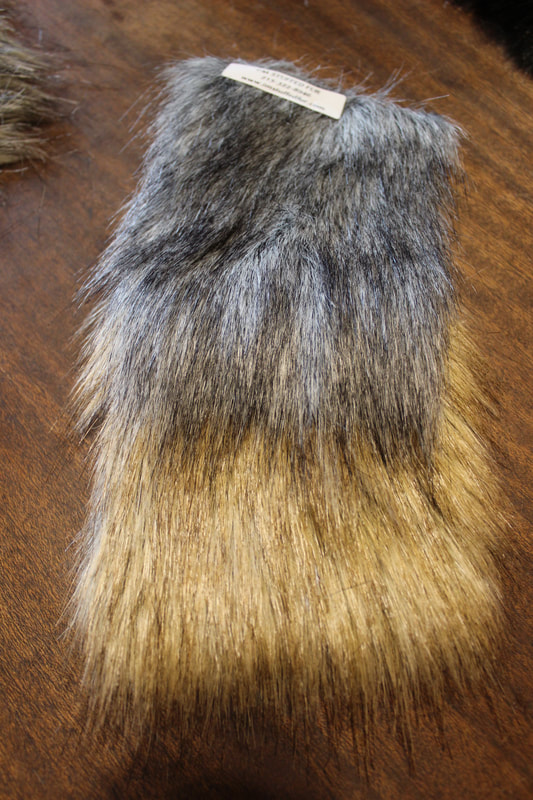 grey and tan faux fur samples for wolf fusuit
