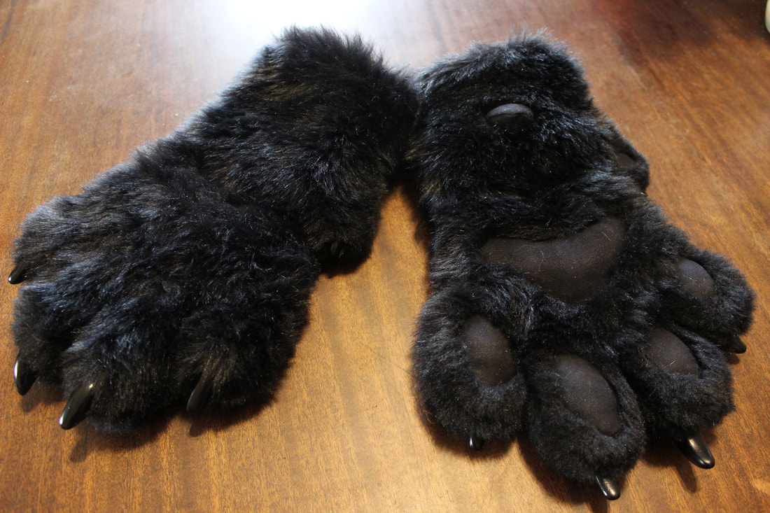 black fursuit handpaws with resin claws