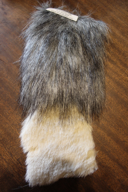 grey and tan faux fur samples for wolf fursuit