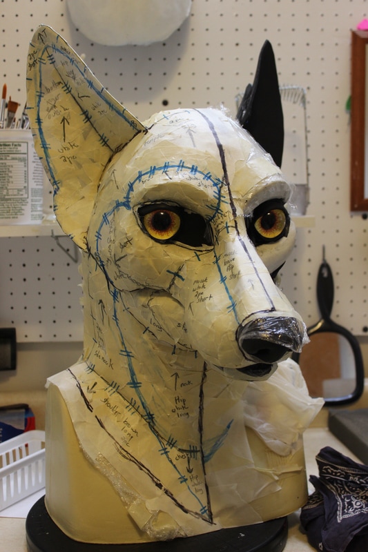 fur patterning for fursuit wolf head made with Sans Souci Studios resin base