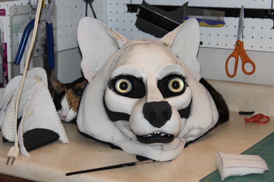 wolf resin base by sans souci studios with cat