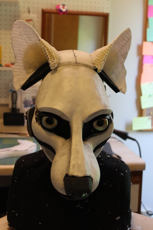 wolf resin base by sans souci studios with ears installed