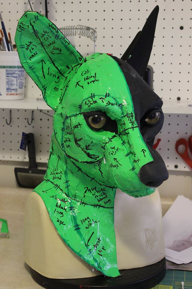 fur patterning for fursuit wolf head made from dream vision creations dvc parts