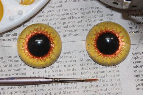 Finished wolf eyes painted on Dreamvision Creations resin blanks