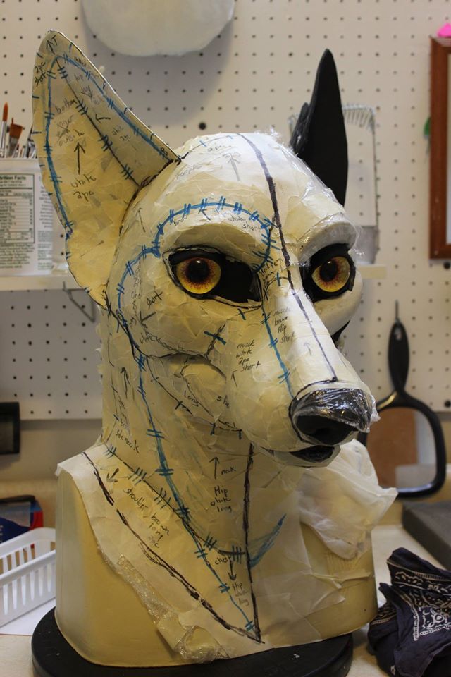 finished patternwork on sans souci studios resin wolf head base