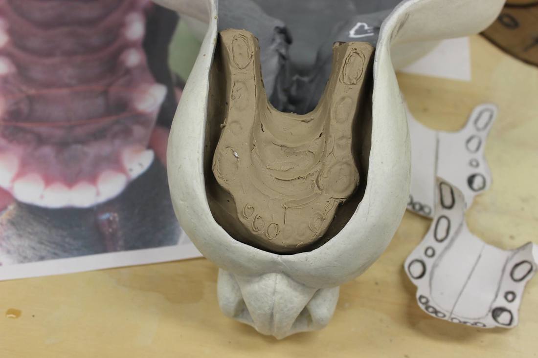 sculpting jawset teeth for resin fursuit wolf head maskPicture