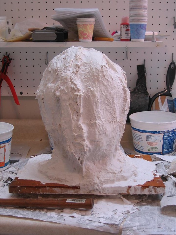 making the last piece of the plaster mother mold