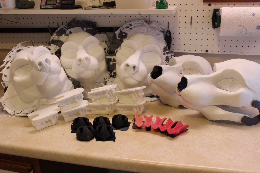 cast noses tongues teeth jawset parts for resin fursuit heads 