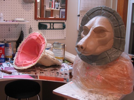 finished mold for resin wolf head removed from sculpt