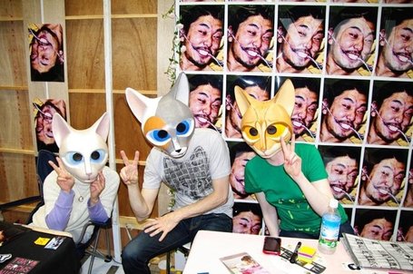 sans souci studios paper mache cat masks in japan