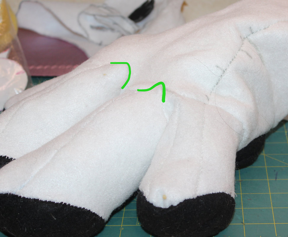 handpaw in progress made out of felt