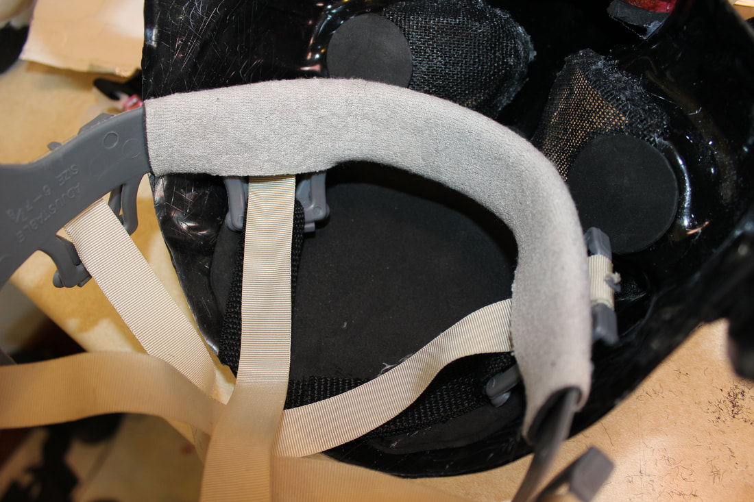 installing a hard hat suspension into a resin fursuit head base