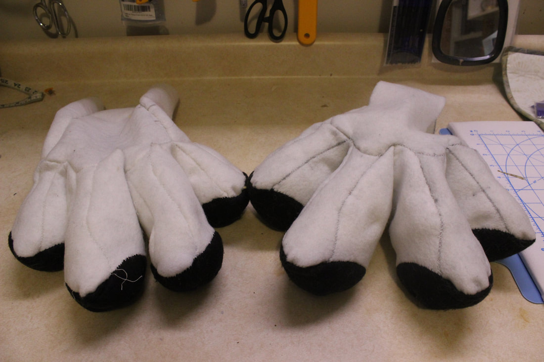 handpaws in progress made out of felt