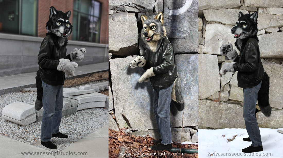 fursuit wolf partial by Sans Souci Studios out in Barre and Barre Town Vermont
