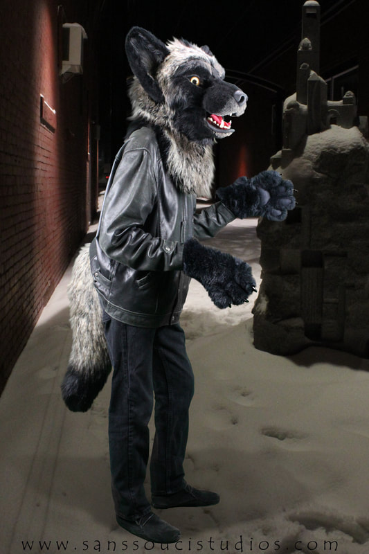 wolf fursuit partial by sans souci studios